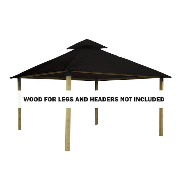 Acacia 14 sq. ft. Gazebo Roof Framing & Mounting Kit with Black Outdura Canopy - AGOK14- BLACK
