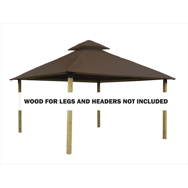 Acacia 14 sq. ft. Gazebo Roof Framing & Mounting Kit with Stone Outdura Canopy - AGOK14- STONE
