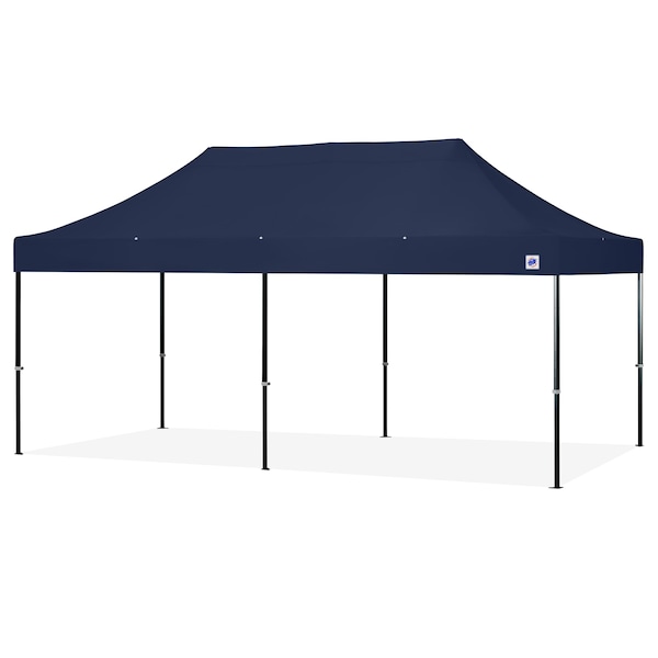 E-Z Up TAA Compliant Endeavor Shelter, 10' W x 20' L, Black Aluminum Frame, Navy Blue Top - END3ABK20KMCNB