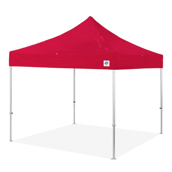 E-Z Up Endeavor Shelter, 10' W x 10' L, Gray Aluminum Frame, Red Vinyl Top - ENDGKVVP10RD