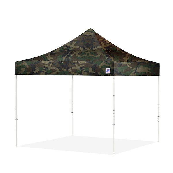 E-Z Up TAA Compliant Eclipse Shelter, 10' W x 10' L, White Steel Frame, Woodland Camo Top - EC3STL10KFWHTMCWC