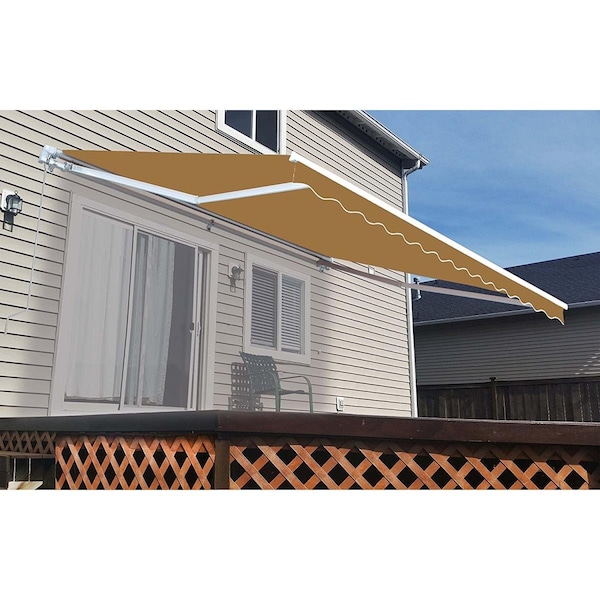 Tepee Supplies 10 x 8 ft. Retractable Outdoor Motorized Patio Awning, Sand - TE1493409