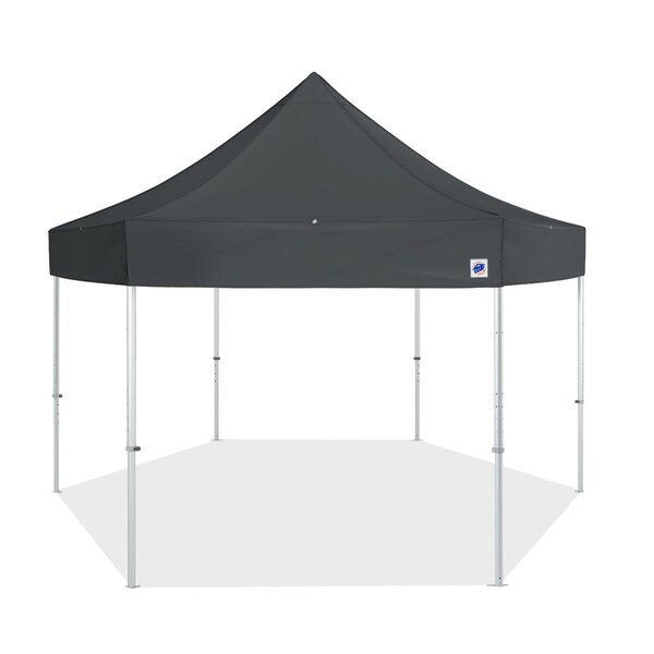 E-Z Up TAA Compliant HUB Shelter, 15' W x 15' L, Gray Aluminum Frame, Steel Gray Top - HB3ALU15KFGYTSG