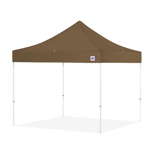 E-Z Up TAA Compliant Eclipse Shelter, 10' W x 10' L, White Steel Frame, Coyote Brown Top - EC3STL10KFWHTMCCB