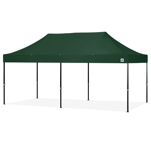 E-Z Up TAA Compliant Endeavor Shelter, 10' W x 20' L, Black Aluminum Frame, Forest Green Top - END3ABK20KMCFG