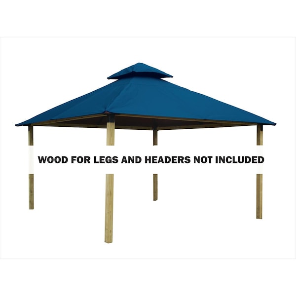 Acacia 14 sq. ft. Gazebo Roof Framing & Mounting Kit with Island Blue Outdura Canopy - AGOK14- ISLAND BLUE