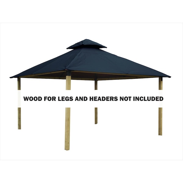 Superherostuff 12 sq. ft. Gazebo Roof Framing & Mounting Kit with Steel Blue Outdura Canopy - PA3732429