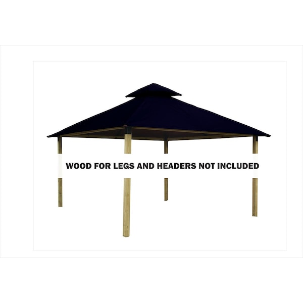 Superherostuff 14 sq. ft. Gazebo Roof Framing & Mounting Kit with Captain Navy Outdura Canopy - PA3740723