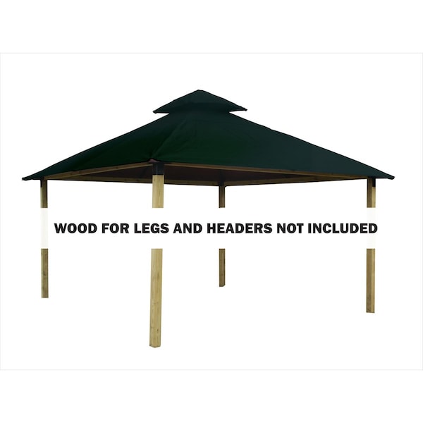 Superherostuff 14 sq. ft. Gazebo Roof Framing & Mounting Kit with Forest Green Outdura Canopy - PA3732432