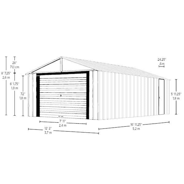 Arrow Storage Products Arrow Garage, 12x17, Flute Grey and Anthracite - BGR1217FG