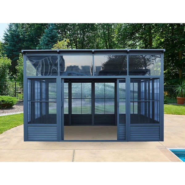 Gazebo Penguin Narvik Solarium Metal Roof 12x15 with bottom decorative panels - M1215-42