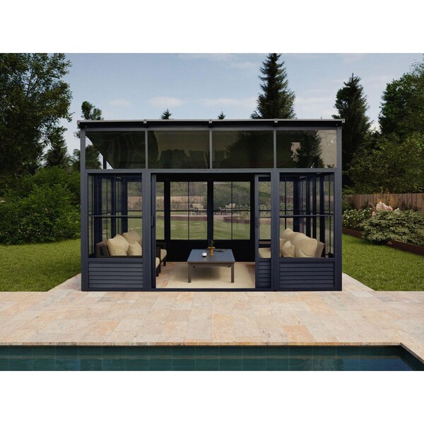 Gazebo Penguin Narvik Solarium Metal Roof 12x15 with bottom decorative panels - M1215-42