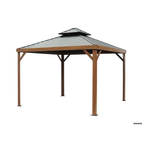 Gazebo Penguin Yosemite 10 x 10' double roof galvanized steel roof, aluminum posts wood finish - 41010MR-W013