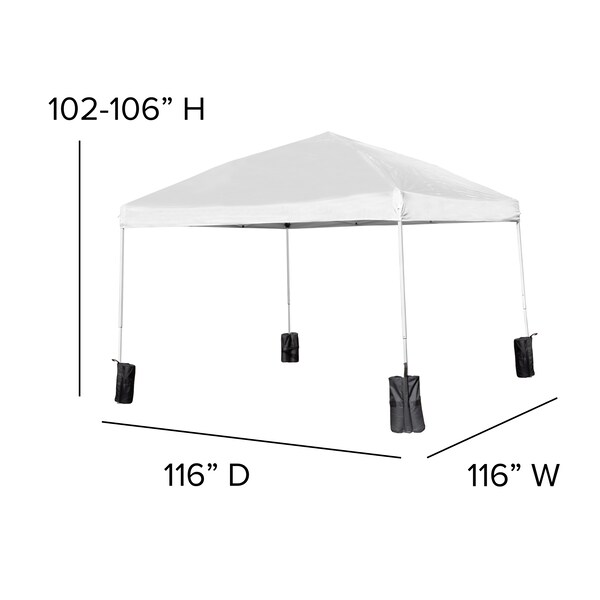 Flash Furniture White Canopy Tent, Folding Table and 4 Chair Set - JJ-GZ10PKG183Z-4LEL3-WHWH-GG