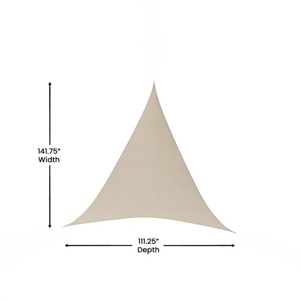 Flash Furniture Palmetto 12ft Triangle Sun Sail Shade Canopy with Included Nylon Attachment Ropes in Sand - GM-WL-SS22003-1-SAND-GG