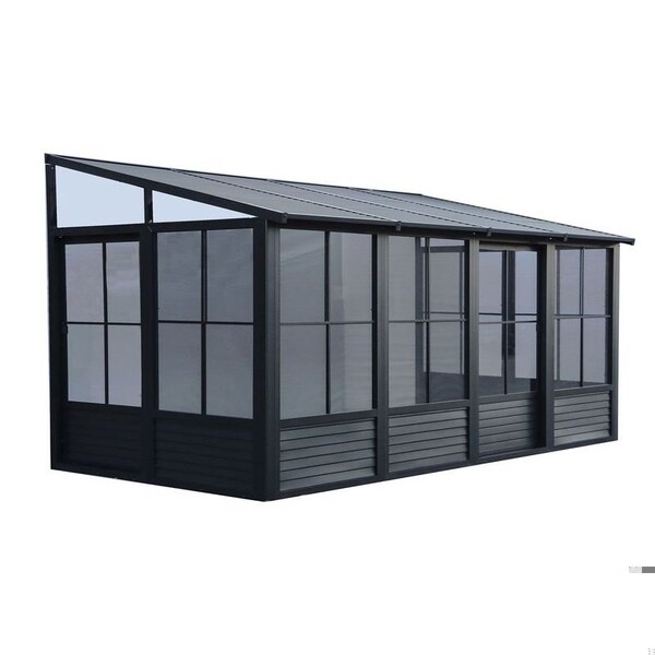 Gazebo Penguin Florence Wall Mounted Solarium 8x16 Metal Roof in black - W1608MR-42