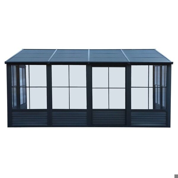 Gazebo Penguin Florence Wall Mounted Solarium 8x16 Metal Roof in black - W1608MR-42