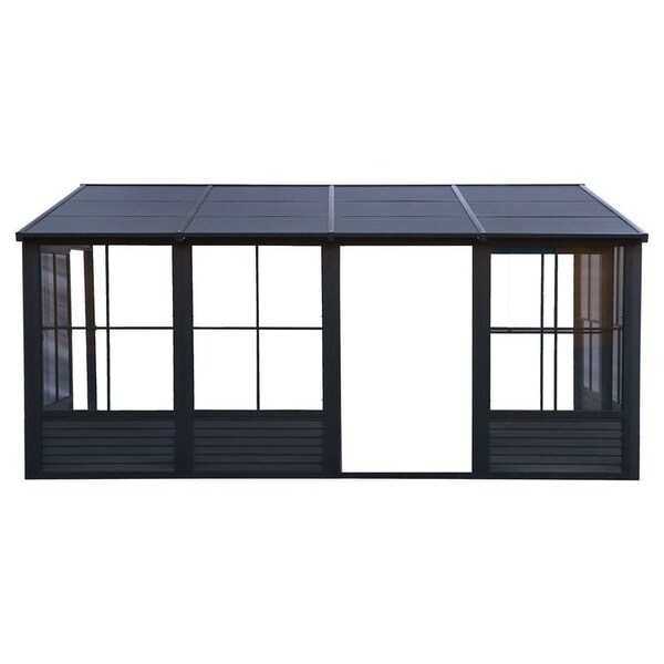 Gazebo Penguin Florence Wall Mounted Solarium 8x16 Metal Roof in black - W1608MR-42