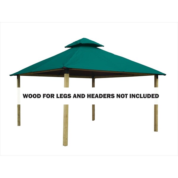 Acacia 12 sq. ft. Gazebo Roof Framing & Mounting Kit with Teal Sundura Canopy - AGK12-SD TEAL