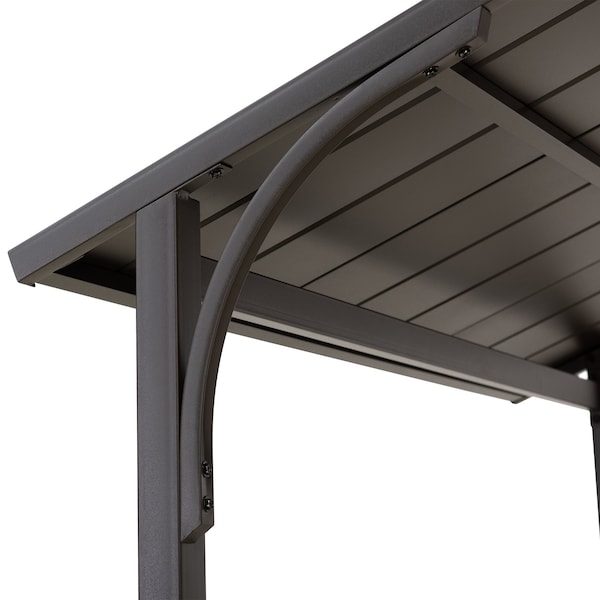 Sunjoy 5 ft. x 8 ft. Brown Steel 2-tier Grill Gazebo Hardtop - A104002820