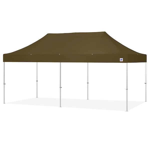 E-Z Up TAA Compliant Endeavor Shelter, 10' W x 20' L, Gray Aluminum Frame, OD Green Vented Top - END3A20VTKMCOD
