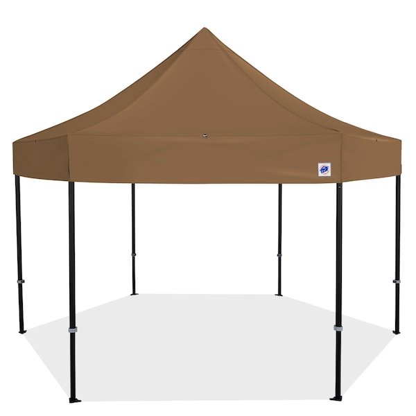 E-Z Up TAA Compliant HUB Shelter, 15' W x 15' L, Black Aluminum Frame, Coyote Brown Top - HB3ALU15KFBKTCB
