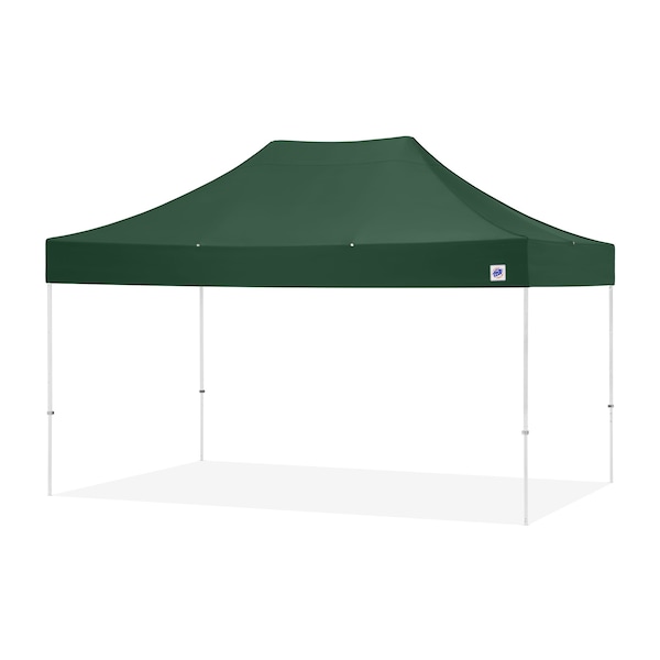 E-Z Up TAA Compliant Eclipse Shelter, 10' W x 15' L, White Steel Frame, Forest Green Vented Top - EC3STL15KFWHTVMCFG