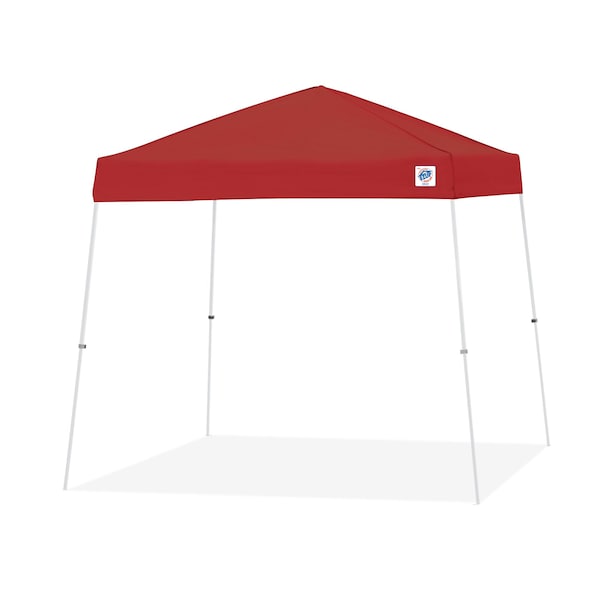 E-Z Up TAA Compliant Vista Shelter, 10' W x 10' L, White Steel Frame, Red Top - VS2910MCRD