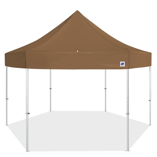 E-Z Up TAA Compliant HUB Shelter, 15' W x 15' L, Gray Aluminum Frame, Coyote Brown Top - HB3ALU15KFGYTCB
