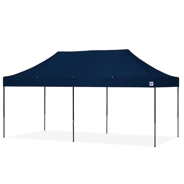 E-Z Up TAA Compliant Eclipse Shelter, 10' W x 20' L, Black Steel Frame, Navy Blue Vented Top - EC3STL20KFBKTVMCNB