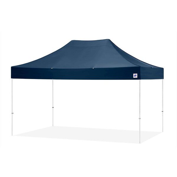 E-Z Up TAA Compliant Eclipse Shelter, 10' W x 15' L, White Steel Frame, Navy Blue Top - EC3STL15KFWHTMCNB