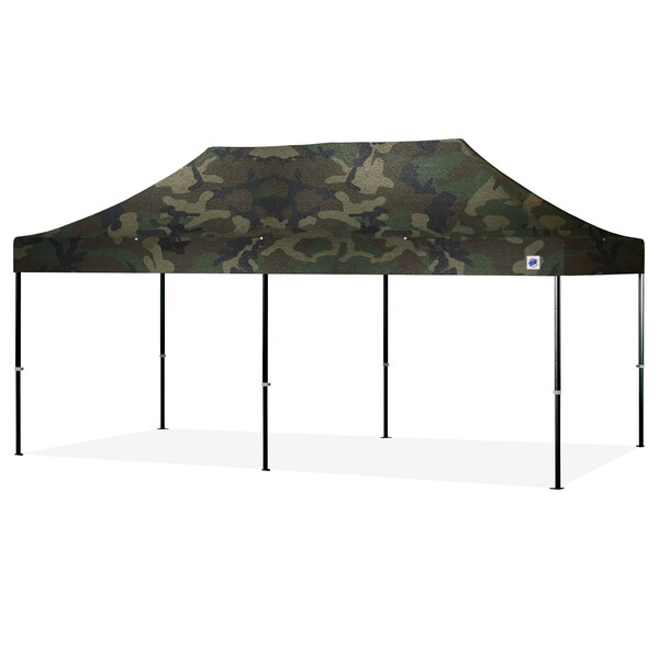 E-Z Up TAA Compliant Endeavor Shelter, 10' W x 15' L, Black Aluminum Frame, Woodland Camo Top - END3ABK15KMCWC