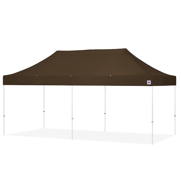 E-Z Up TAA Compliant Eclipse Shelter, 10' W x 20' L, White Steel Frame, Coyote Brown Vented Top - EC3STL20KFWHTVMCCB
