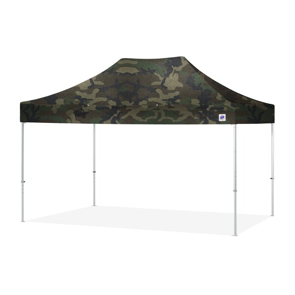 E-Z Up TAA Compliant Endeavor Shelter, 10' W x 15' L, Gray Aluminum Frame, Woodland Camo Top - END3A15KMCWC