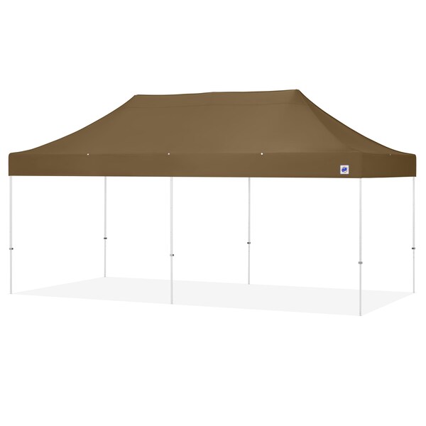 E-Z Up TAA Compliant Eclipse Shelter, 10' W x 20' L, White Steel Frame, Coyote Brown Top - EC3STL20KFWHTMCCB