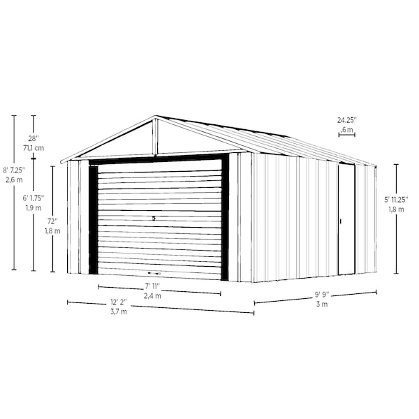 Arrow Storage Products Arrow Garage, 12x10, Flute Grey and Anthracite - BGR1210FG