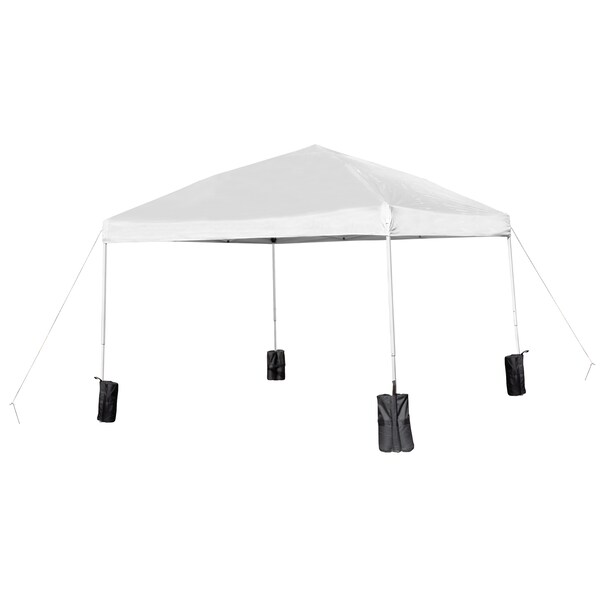 Flash Furniture White Pop Up Canopy Tent and Bi-Fold Table Set - JJ-GZ10PKG183Z-WH-GG
