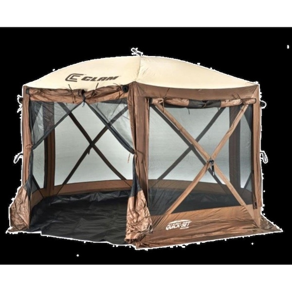 Quick Set Pavilion Camper Screen Shelter - Zip down sides and floor, Brown/Tan Roof - 12876