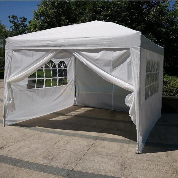 Grilltown 10 x 10 ft. Outdoor EZ Pop Up Tent Gazebo Canopy with Carry Bag - White - GR2629183