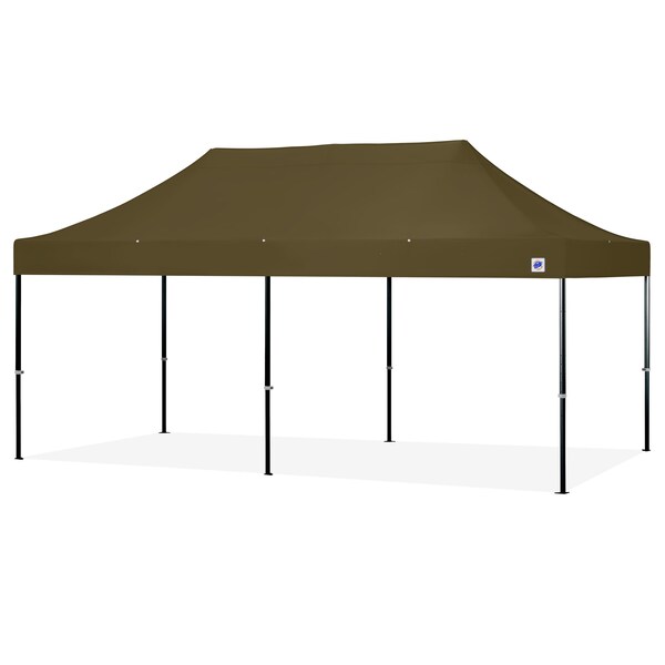 E-Z Up TAA Compliant Endeavor Shelter, 10' W x 20' L, Black Aluminum Frame, OD Green Vented Top - END3ABK20VTKMCOD