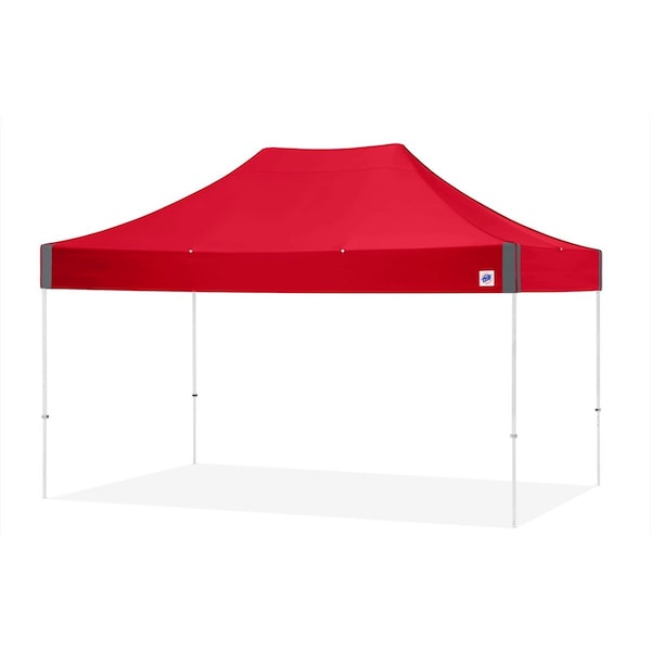 E-Z Up TAA Compliant Eclipse Shelter, 10' W x 15' L, White Steel Frame, Red Vented Top - EC3STL15KFWHTVMCRD