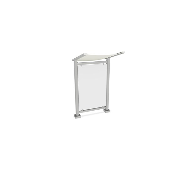 Ghent 63''Wx105''H Preserve, Single Unit, Glass, Walnut Slat Wall, Anodized Silver Frame, Cadet Grey Awning - PSV1FGSSILGRYWAL