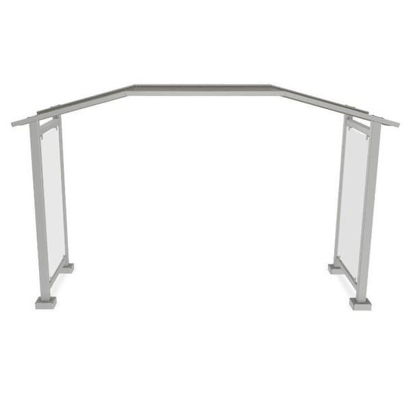 Ghent 178''Wx105''H Preserve, Canopy Unit, Glass, Walnut Slat Wall, Anodized Silver Frame, Cadet Grey Awning - PSV3FGSSILGRYWAL