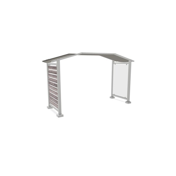 Ghent 178''Wx105''H Preserve, Canopy Unit, Glass, Walnut Slat Wall, Anodized Silver Frame, Cadet Grey Awning - PSV3FGSSILGRYWAL