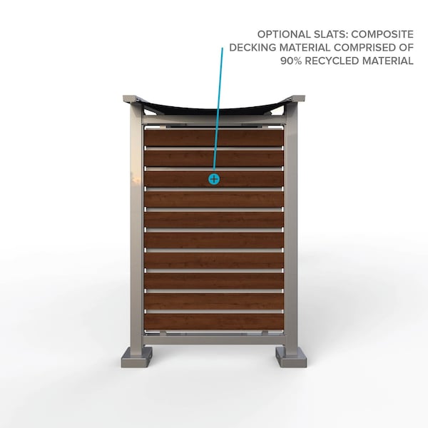 Ghent 178''Wx105''H Preserve, Canopy Unit, Glass, Walnut Slat Wall, Anodized Silver Frame, Cadet Grey Awning - PSV3FGSSILGRYWAL