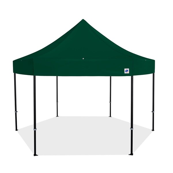 E-Z Up TAA Compliant HUB Shelter, 15' W x 15' L, Black Aluminum Frame, Forest Green Top - HB3ALU15KFBKTFG