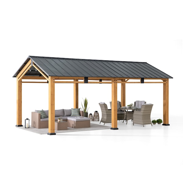 Sunjoy 20 ft. x 11 ft. Hanover Cedar Wood Carport - A110000940