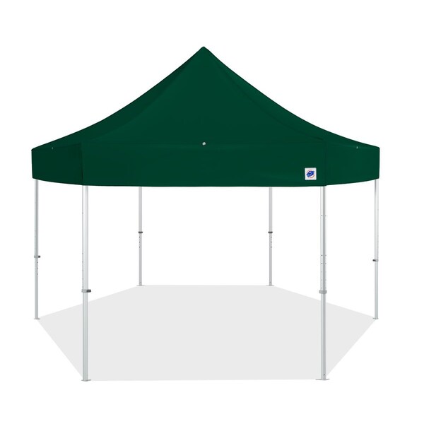 E-Z Up TAA Compliant HUB Shelter, 15' W x 15' L, Gray Aluminum Frame, Forest Green Top - HB3ALU15KFGYTFG