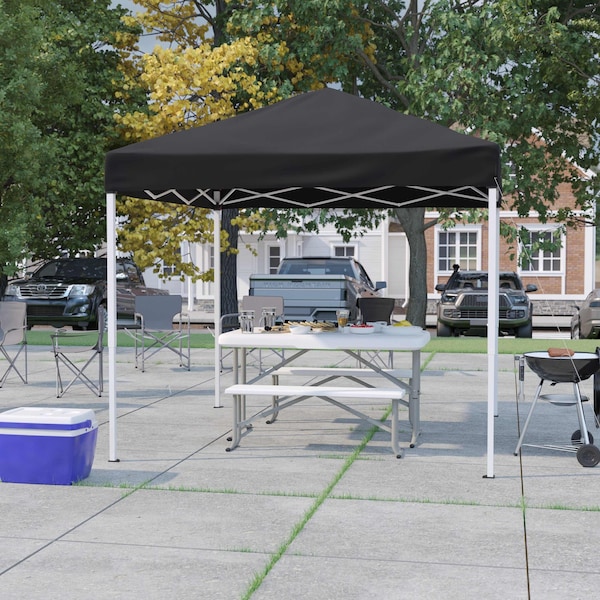 Flash Furniture 8'x8' Black Outdoor Pop Up Slant Leg Canopy Tent - JJ-GZ88-BK-GG