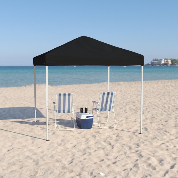 Flash Furniture 8'x8' Black Outdoor Pop Up Slant Leg Canopy Tent - JJ-GZ88-BK-GG